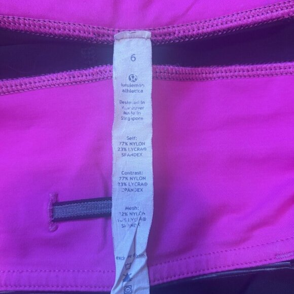 Lululemon Run Womens Leggings Black Pink Inspire Crop II Pull On Stretch Size 6 - Picture 3 of 3